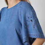 TillyCC Emb SS Blouse - Denim blue - Co'couture