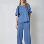 TillyCC Emb SS Blouse - Denim blue - Co'couture