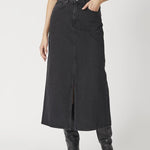 VikaCC Slit Denim Skirt - Black - Co'couture